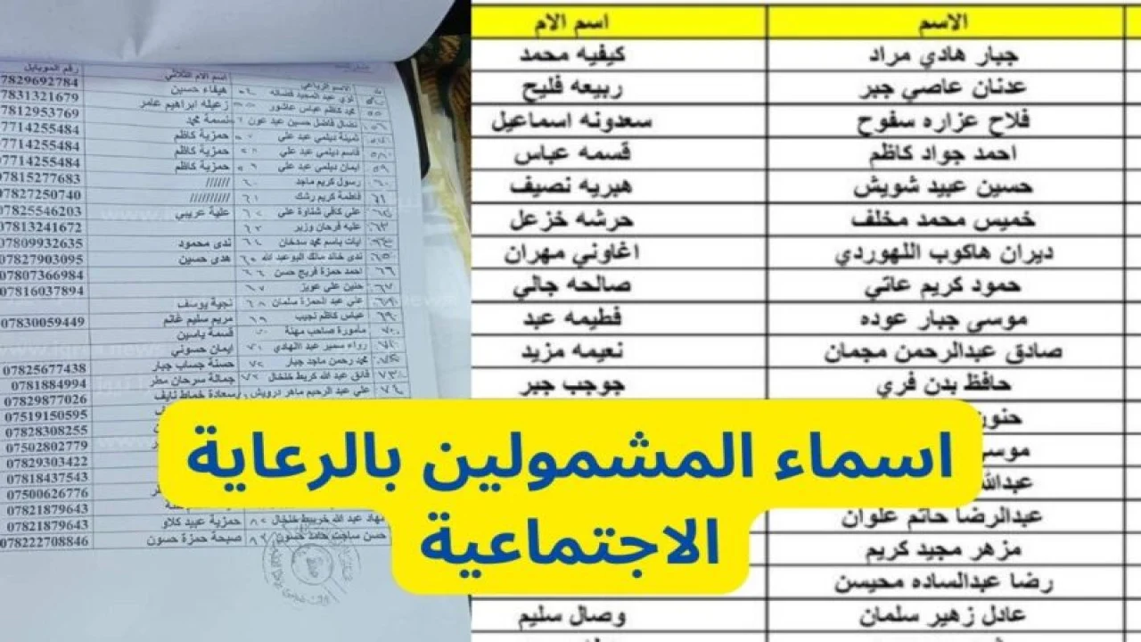 بضغطة زر.. استعلم عن كشوفات أسماء الرعاية الاجتماعية 2024 العراق وشروط الحصول على الدعم